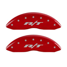 Load image into Gallery viewer, MGP 4 Caliper Covers Engraved Front &amp; Rear RT1-Truck Red finish silver ch
