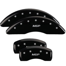 Load image into Gallery viewer, MGP 4 Caliper Covers Engraved Front &amp; Rear MGP Black Finish Silver Characters 2019 Kia Niro

