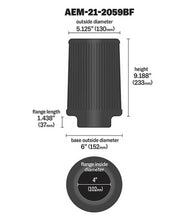 Load image into Gallery viewer, AEM Dryflow 4in. X 9in. Round Tapered Air Filter
