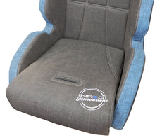 Load image into Gallery viewer, NRG Defender Seat/ Water Resistant Steel Frame Suspension - Gray w/ Blue Trim w/ Defender Logo
