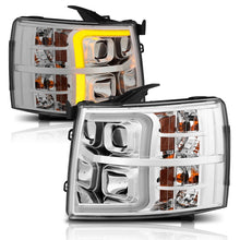 Load image into Gallery viewer, ANZO 07-13 Chevrolet Silverado 1500/2500/3500 Proj Headlights w/ Plank Style Switchback Chrome w/Amb
