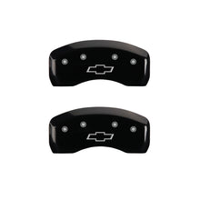 Load image into Gallery viewer, MGP 4 Caliper Covers Engraved Front &amp; Rear Bowtie Black finish silver ch
