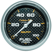 Load image into Gallery viewer, Autometer Carbon Fiber 2 5/8in 0-100 PSI Digital Stepper Motor Fuel Press Gauge

