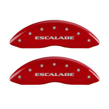 Load image into Gallery viewer, MGP 4 Caliper Covers Engraved Front Escalade Engraved Rear ESV Red finish silver ch
