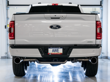 Load image into Gallery viewer, AWE 0FG 21+ Ford F150 Dual Split Rear Exhaust - 5in Chrome Silver Tips
