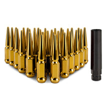 Load image into Gallery viewer, Mishimoto Mishimoto Steel Spiked Lug Nuts M14 x 1.5 32pc Set Gold
