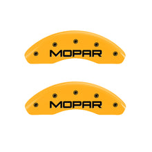 Load image into Gallery viewer, MGP 4 Caliper Covers Engraved Front &amp; Rear Mopar Yellow Finish Black Char 2005 Chrysler Sebring
