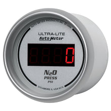 Load image into Gallery viewer, Autometer Ultra-Lite 2-1/16in 1600 PSI Digital Nitrous Pressure Gauge - Silver
