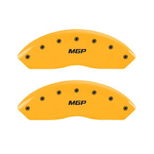 Load image into Gallery viewer, MGP Front set 2 Caliper Covers Engraved Front MGP Yellow finish black ch
