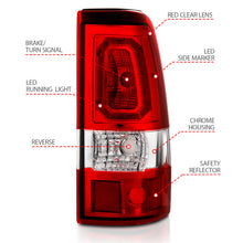 Load image into Gallery viewer, ANZO 1999-2002 Chevy Silverado 1500 LED Taillights Plank Style Chrome With Red/Clear Lens
