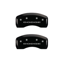 Load image into Gallery viewer, MGP 4 Caliper Covers Engraved Front &amp; Rear With out stripes/Dodge Black finish silver ch
