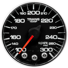 Load image into Gallery viewer, Autometer Spek-Pro Gauge Trans Temp 2 1/16in 300f Stepper Motor W/Peak &amp; Warn Blk/Chrm
