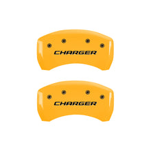 Load image into Gallery viewer, MGP 4 Caliper Covers Engraved Front Charger Engraved Rear RT Black finish silver ch
