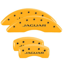 Load image into Gallery viewer, MGP 4 Caliper Covers Engraved Front &amp; Rear Vtech Yellow finish black ch
