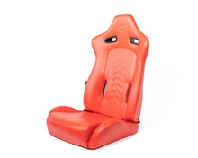 Load image into Gallery viewer, NRG Reclinable Sport Seats (Pair) The Arrow Red Vinyl w/ Pressed NRG Logo w/ Red Stitch
